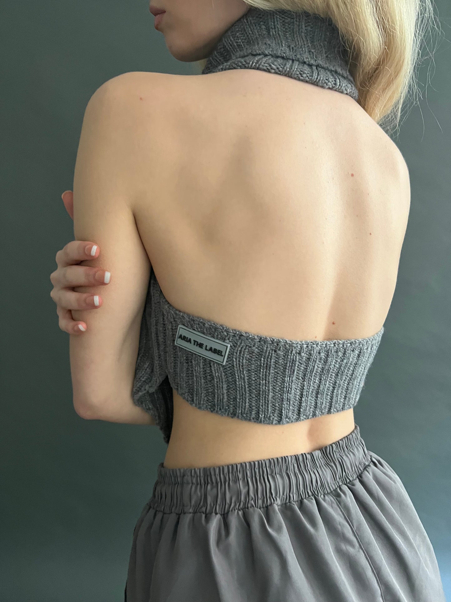Knit Distressed Halterneck - Grey