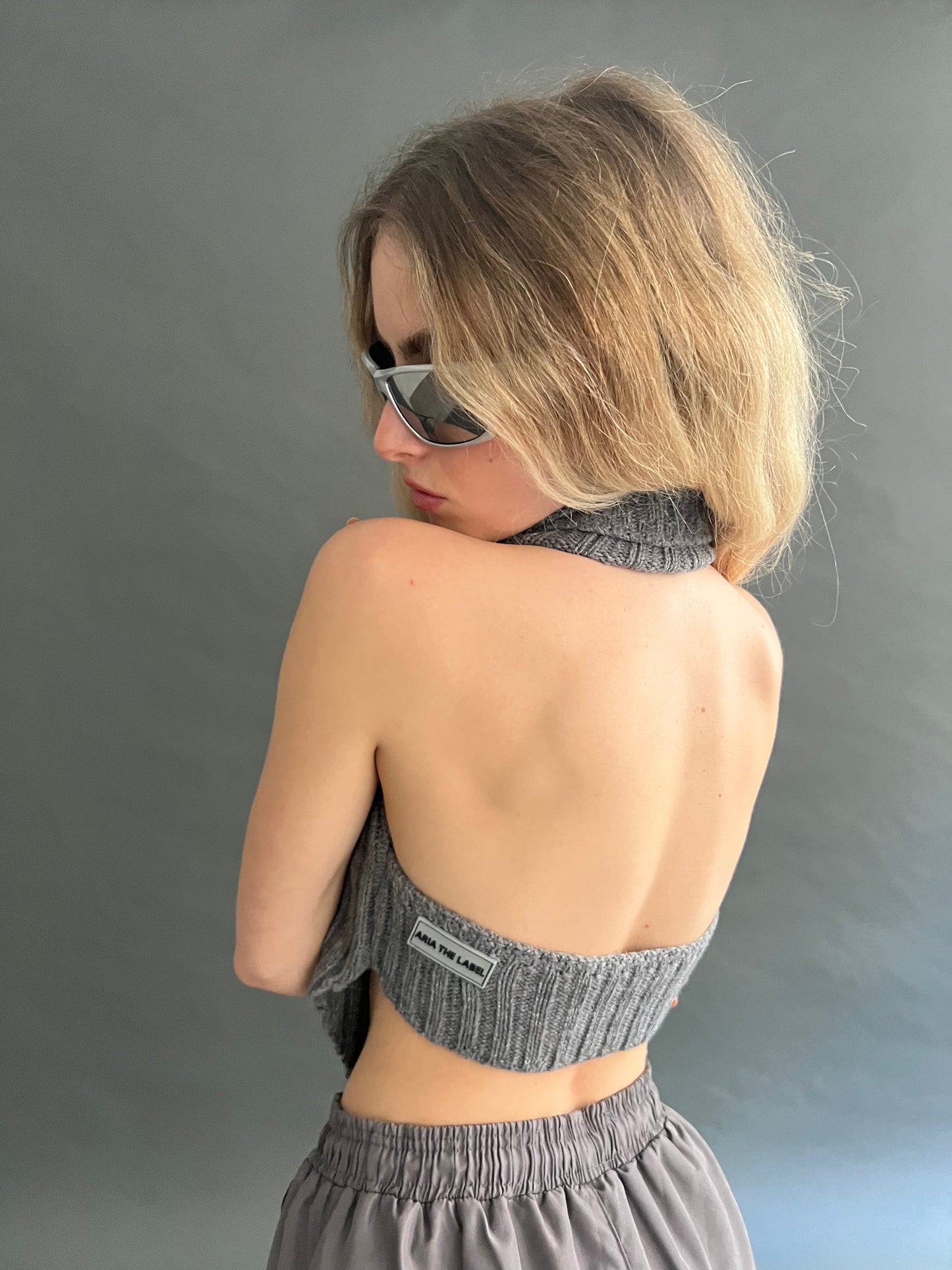 Knit Distressed Halterneck - Grey