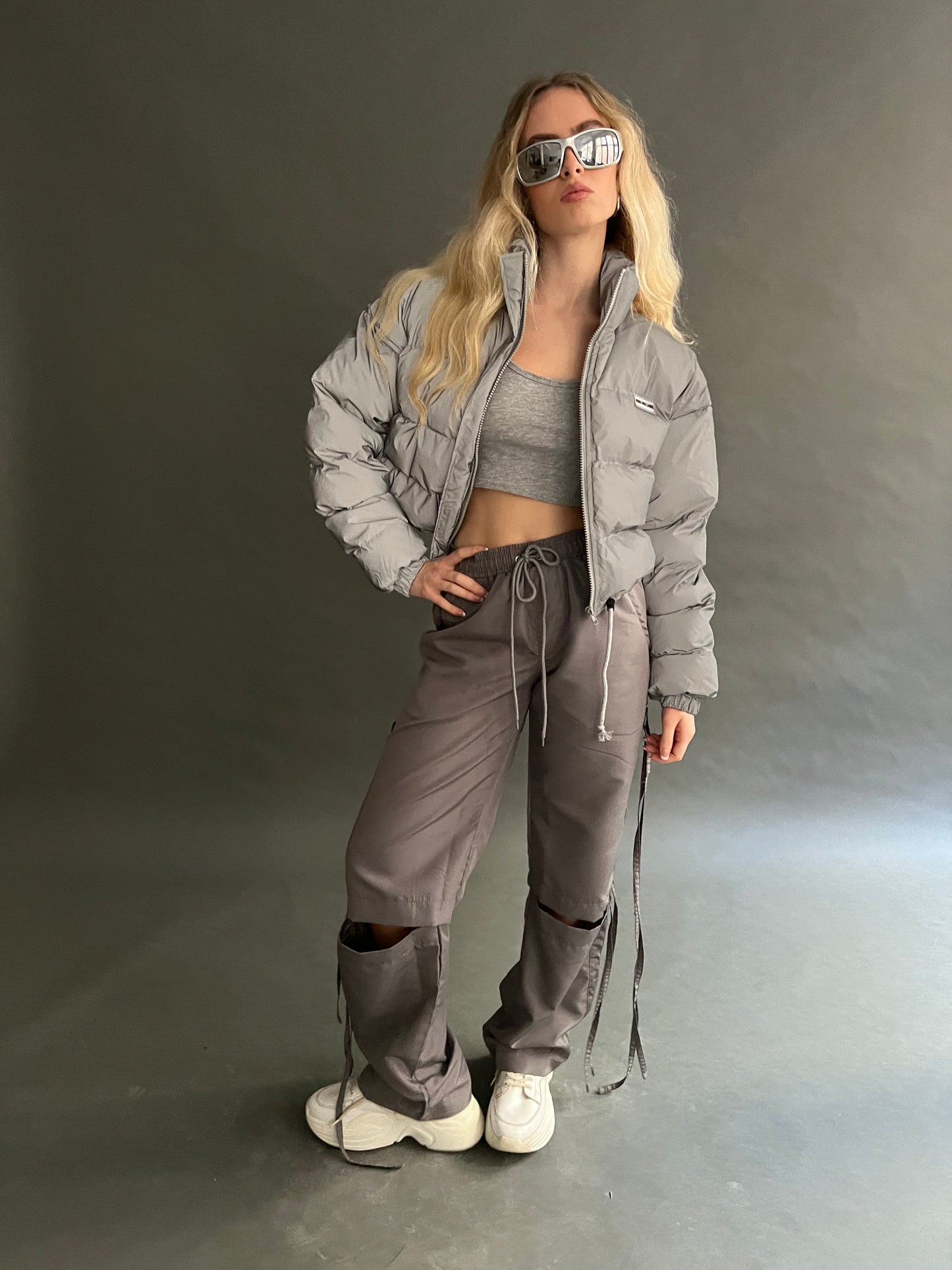 ARIA Cut Out Cargos - Grey